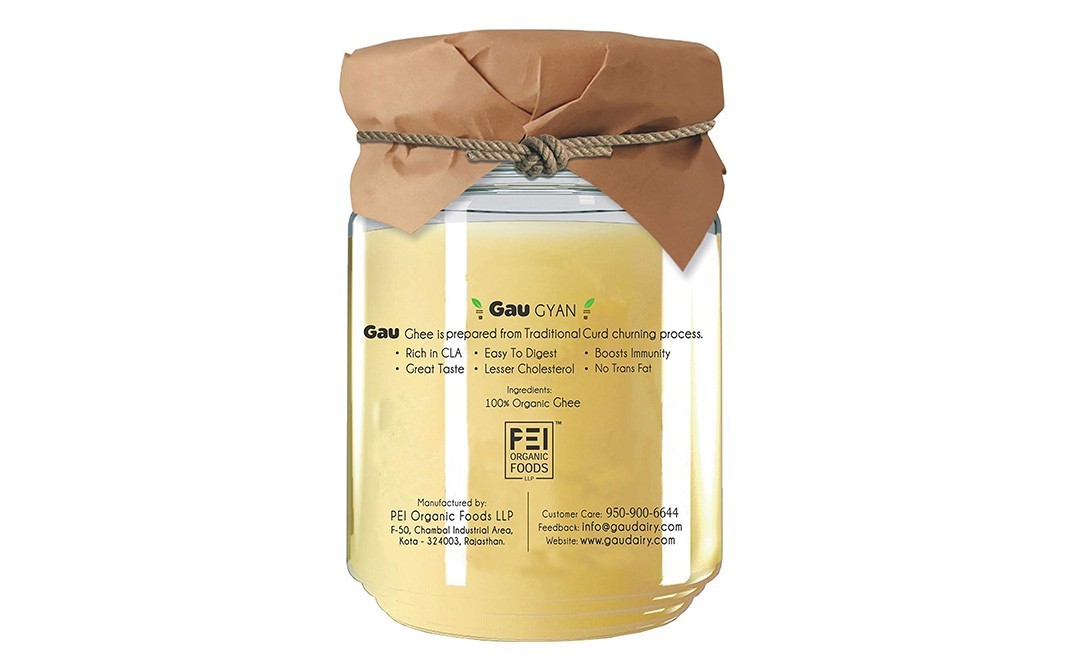 Gau Organic Cow Ghee (Ghar Ka Ghee)   Glass Jar  500 millilitre